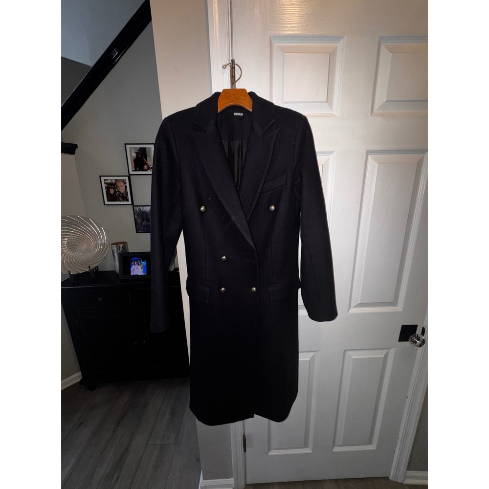 Nicholas Navy Wool Cashmere Double Breasted Long Coat Australian Made US 6 - Picture 2 of 7
